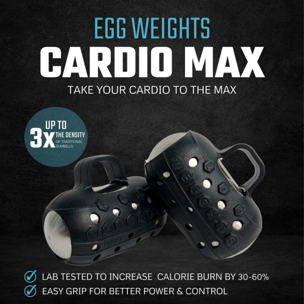 Egg Weights Cardio Max 3.0 lbs. Stainless Steel Hand Weights Dumbbell Set with Anti-Slip Silicone Finger Loop for Workout, Fitness, Training for Men and Women - 2 Eggs, 1.5 lbs each + Free E-Book Workout Guide