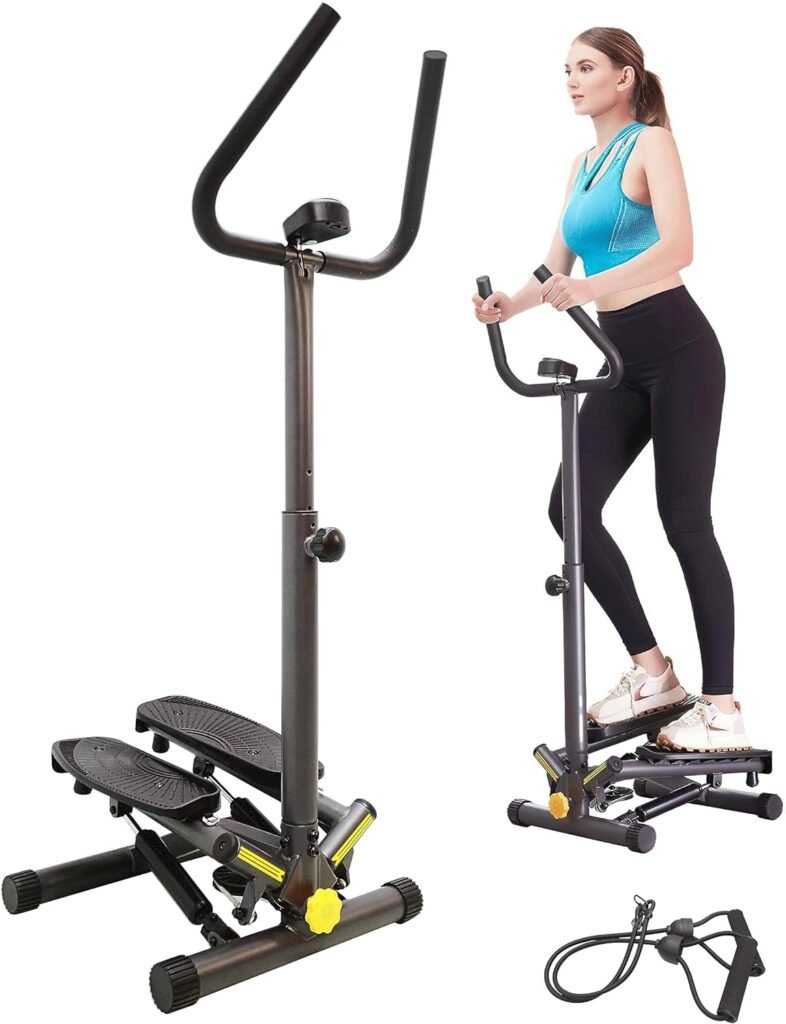 ZIWWVY Stepper Machine with Resistance Bands, Mini Stepper with 300LBS Weight Capacity, Twist Stepper for Full Body Workout, Adjustable Step Height, Smooth and Quiet, Step Machine for Men Women