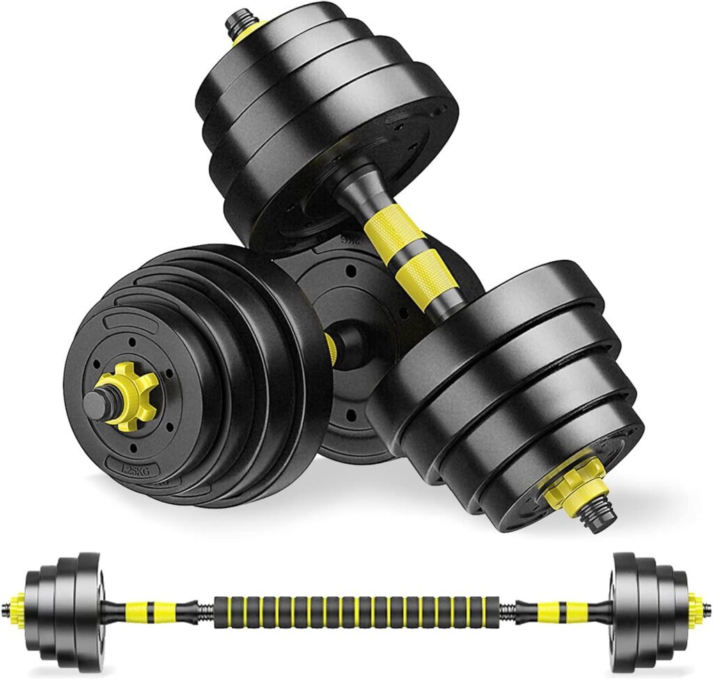 Adjustable Weights Dumbbells Set,Non-Rolling Adjustable Dumbbell/Barbell Set, Free Weights Dumbbells Set With Connecting,Hexagon,Dumbbell Weights Set for Home Gym, Fitness Equipment for Men Women