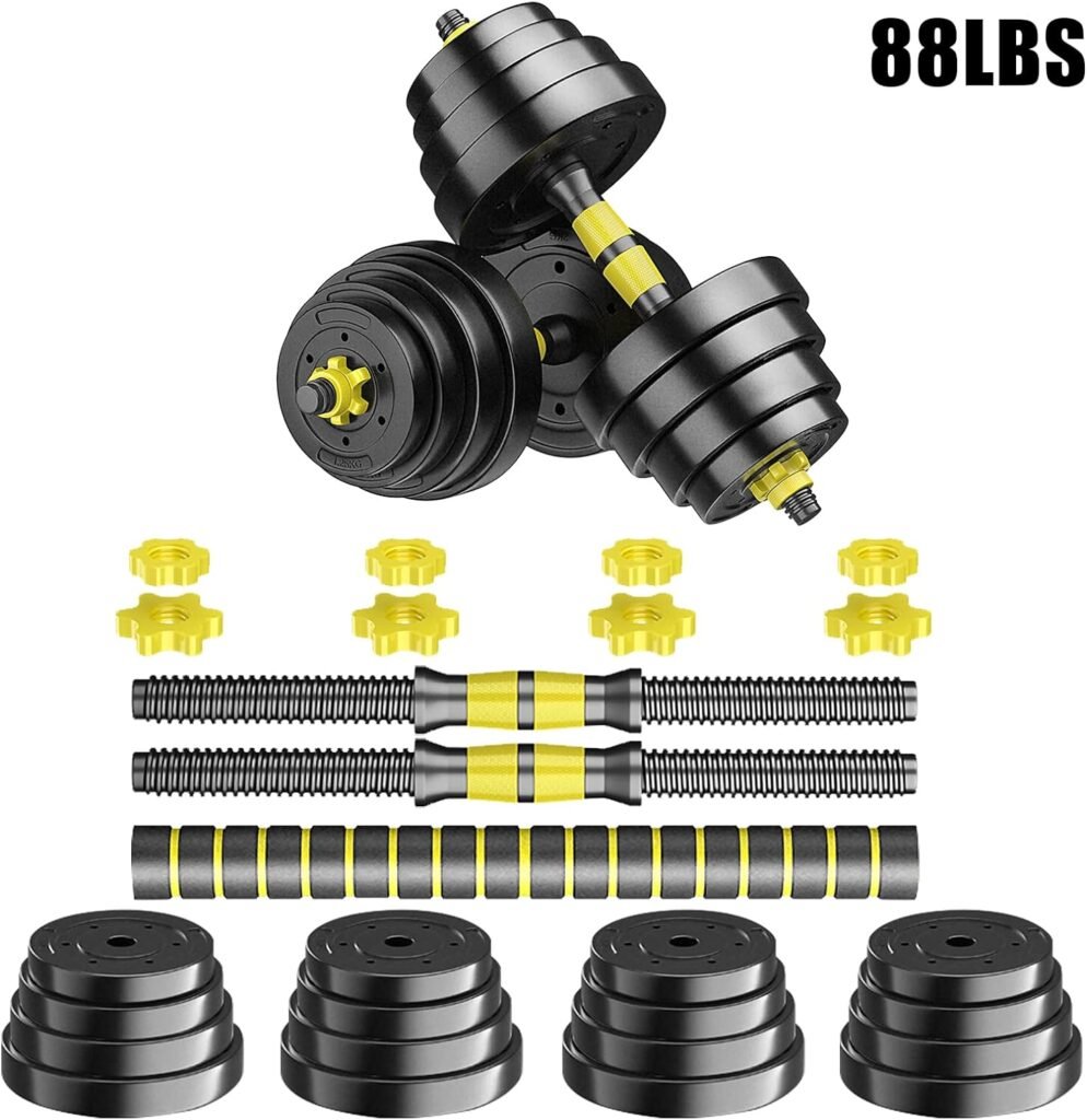 Adjustable Weights Dumbbells Set,Non-Rolling Adjustable Dumbbell/Barbell Set, Free Weights Dumbbells Set With Connecting,Hexagon,Dumbbell Weights Set for Home Gym, Fitness Equipment for Men Women