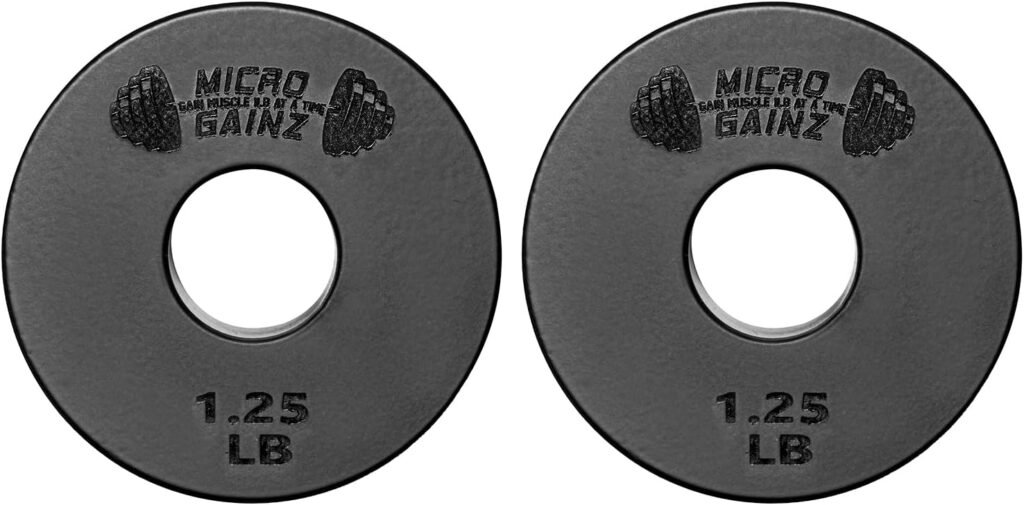Micro Gainz Standard 1-Inch Center Hole Weight Plates, Set of 2  Black Fractional Plates Choose Set (.25LB-1.25LB), Designed for Standard 1-inch Barbells  Dumbbells, Made In USA
