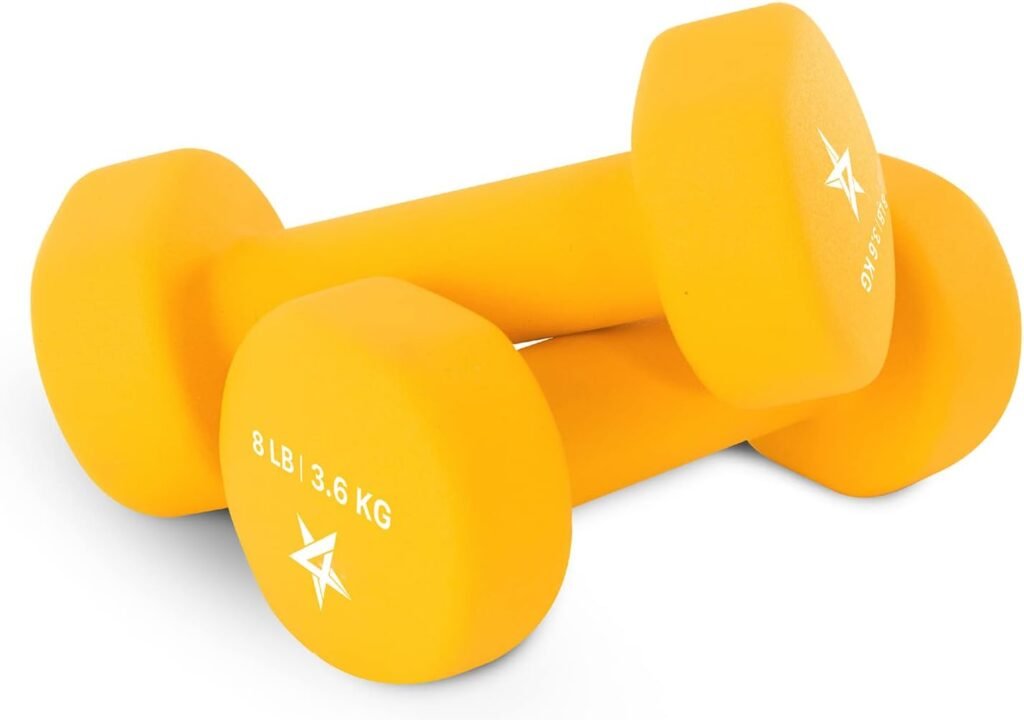 Yes4All Neoprene Coated Dumbbell Hand Weight Sets of 2 - Multiple Weight Options with 15 Colors, Anti-roll, Anti-Slip, Hexagon Shape