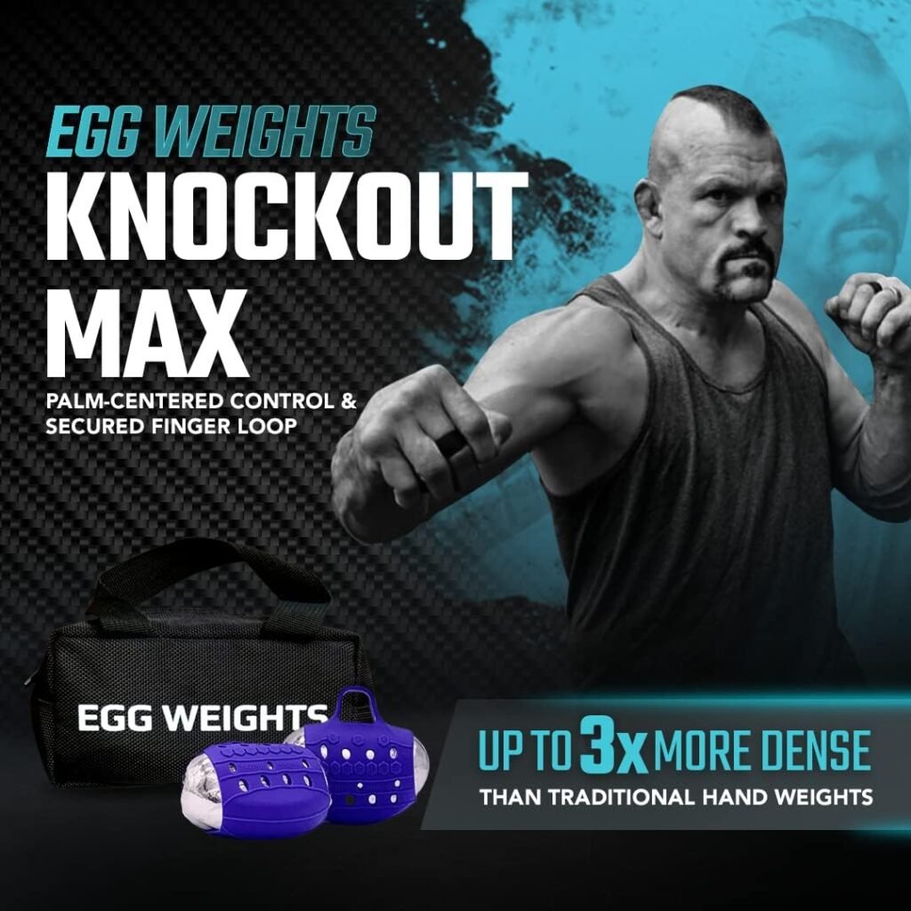 Egg Weights Knockout Max 5.0 lbs Set Bismuth Hand Weights with Anti-Slip Silicone Rubber Finger Loop for Shadowboxing, Kickboxing for Men and Women - 2 Eggs, 2.5 lbs Each + Free E-Book Workout Guide
