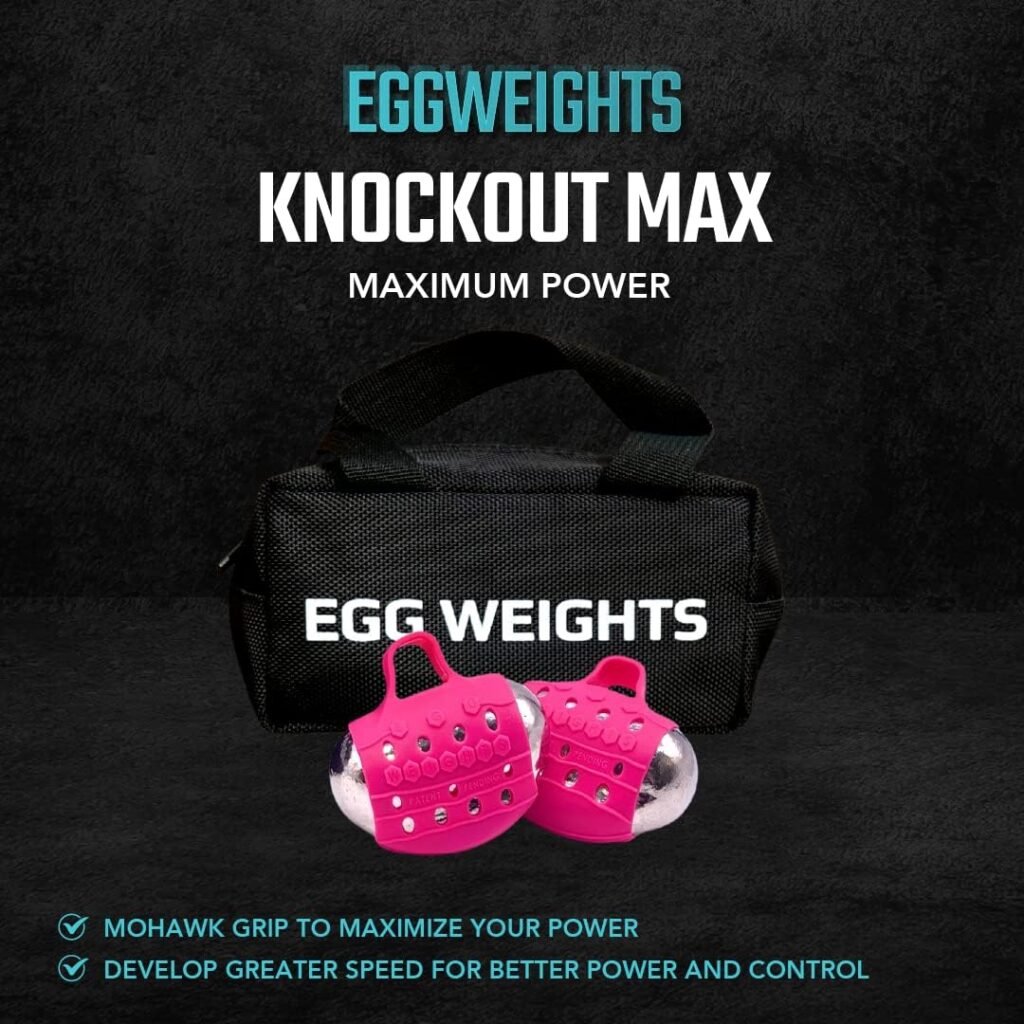 Egg Weights Knockout Max 5.0 lbs Set Bismuth Hand Weights with Anti-Slip Silicone Rubber Finger Loop for Shadowboxing, Kickboxing for Men and Women - 2 Eggs, 2.5 lbs Each + Free E-Book Workout Guide