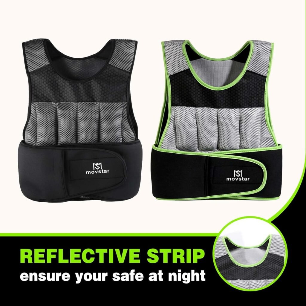 Weighted Vest, 12lb/17lb/20lb Weight Vest with Reflective Stripe for Workout, Strength Training, Running, Fitness, Muscle Building, Weight Loss, Weightlifting